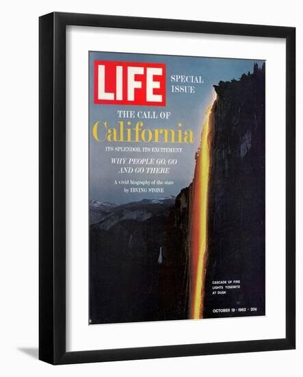 California, Embers Falling from Cliff at Yosemite at Dusk, October 19, 1962-Ralph Crane-Framed Photographic Print