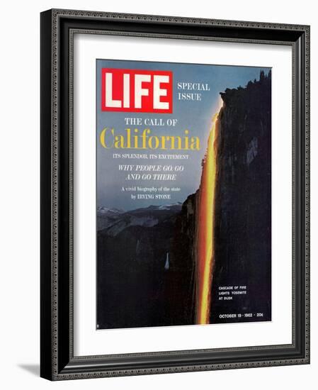 California, Embers Falling from Cliff at Yosemite at Dusk, October 19, 1962-Ralph Crane-Framed Photographic Print