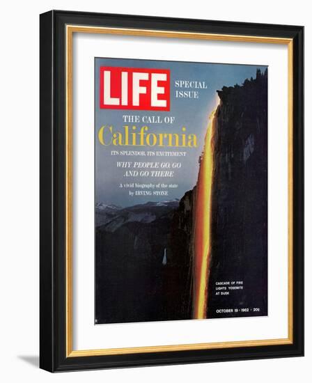 California, Embers Falling from Cliff at Yosemite at Dusk, October 19, 1962-Ralph Crane-Framed Photographic Print