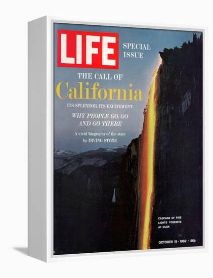 California, Embers Falling from Cliff at Yosemite at Dusk, October 19, 1962-Ralph Crane-Framed Premier Image Canvas