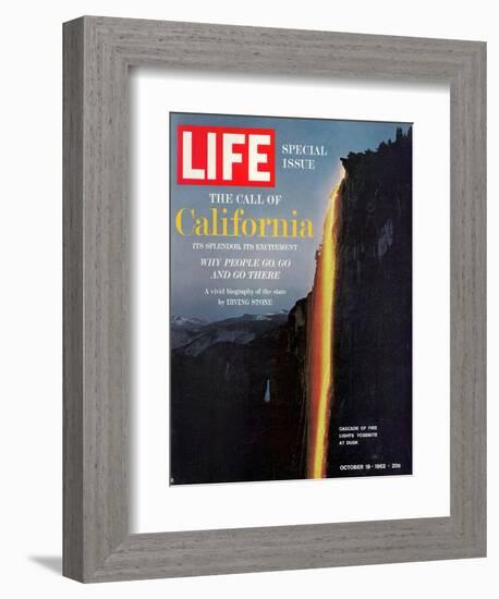 California, Embers Falling from Cliff at Yosemite at Dusk, October 19, 1962-Ralph Crane-Framed Photographic Print