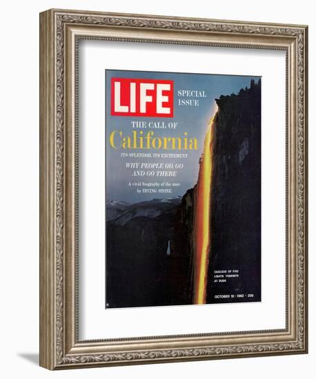 California, Embers Falling from Cliff at Yosemite at Dusk, October 19, 1962-Ralph Crane-Framed Photographic Print