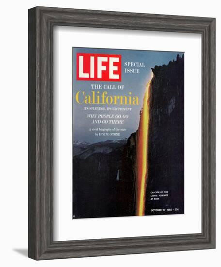 California, Embers Falling from Cliff at Yosemite at Dusk, October 19, 1962-Ralph Crane-Framed Photographic Print