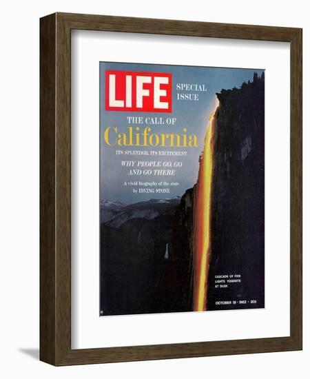 California, Embers Falling from Cliff at Yosemite at Dusk, October 19, 1962-Ralph Crane-Framed Photographic Print