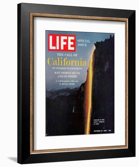 California, Embers Falling from Cliff at Yosemite at Dusk, October 19, 1962-Ralph Crane-Framed Photographic Print