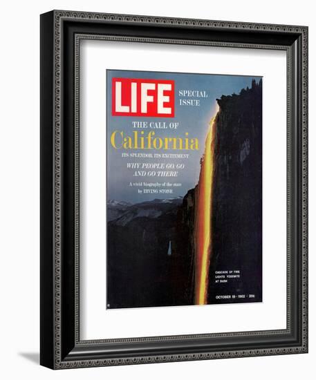 California, Embers Falling from Cliff at Yosemite at Dusk, October 19, 1962-Ralph Crane-Framed Photographic Print