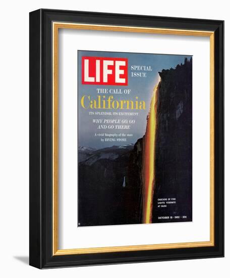 California, Embers Falling from Cliff at Yosemite at Dusk, October 19, 1962-Ralph Crane-Framed Photographic Print