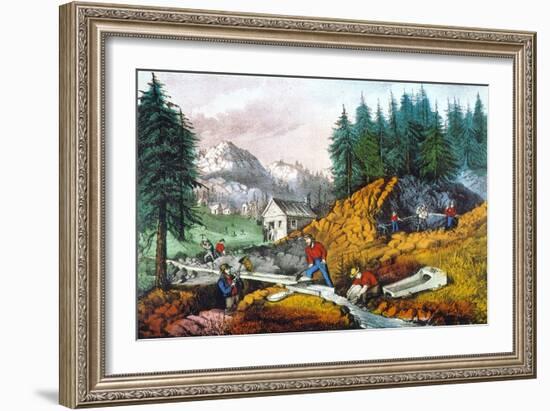 California: Gold Mining-Currier & Ives-Framed Giclee Print