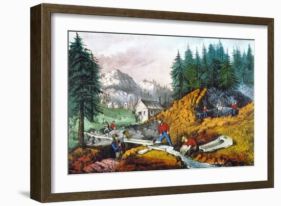 California: Gold Mining-Currier & Ives-Framed Giclee Print