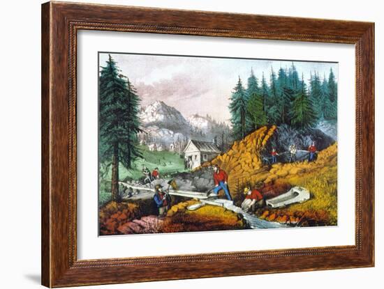 California: Gold Mining-Currier & Ives-Framed Giclee Print