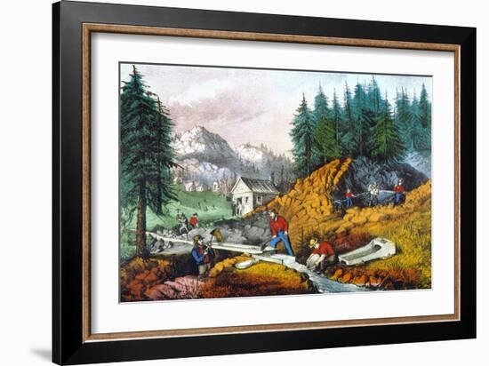 California: Gold Mining-Currier & Ives-Framed Giclee Print