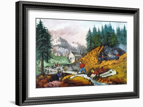 California: Gold Mining-Currier & Ives-Framed Giclee Print