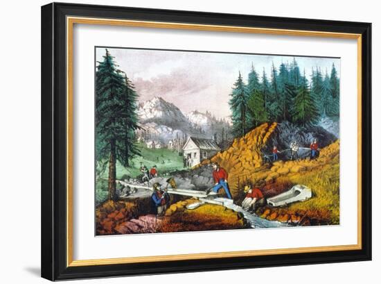 California: Gold Mining-Currier & Ives-Framed Giclee Print