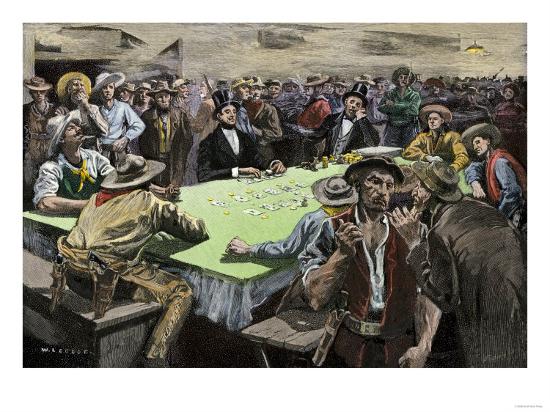 California Gold Rush Miners In A Gambling Saloon Playing Faro