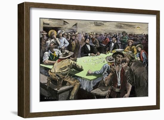 California Gold Rush Miners in a Gambling Saloon Playing Faro-null-Framed Giclee Print