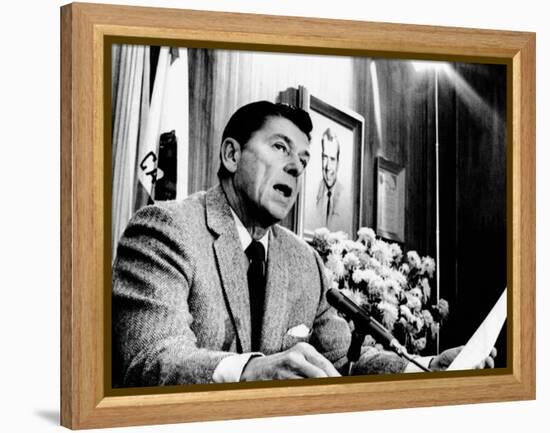 California Gov Ronald Reagan Speaking with Newsmen, Jan 3, 1971-null-Framed Stretched Canvas