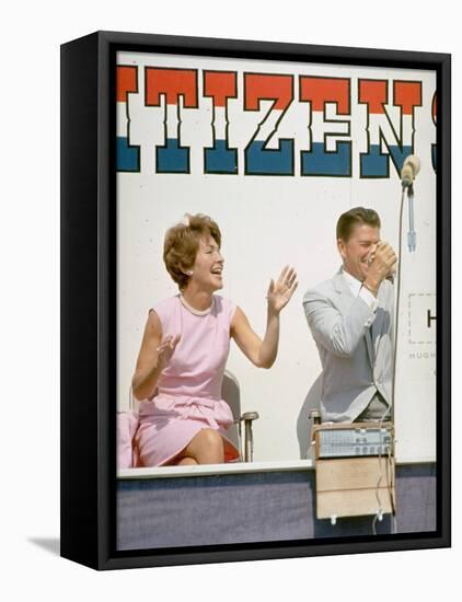 California Governor Candidate Ronald Reagan and Wife Nancy Campaigning-Bill Ray-Framed Premier Image Canvas