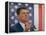 California Gubernatorial Candidate Ronald Reagan Speaking in Front of American Flag Backdrop-Bill Ray-Framed Premier Image Canvas