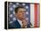 California Gubernatorial Candidate Ronald Reagan Speaking in Front of American Flag Backdrop-Bill Ray-Framed Premier Image Canvas