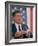 California Gubernatorial Candidate Ronald Reagan Speaking in Front of American Flag Backdrop-Bill Ray-Framed Photographic Print