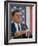 California Gubernatorial Candidate Ronald Reagan Speaking in Front of American Flag Backdrop-Bill Ray-Framed Photographic Print