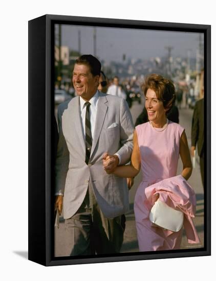 California Gubernatorial Candidate Ronald Reagan with Wife Nancy While on the Campaign Trail-Bill Ray-Framed Premier Image Canvas