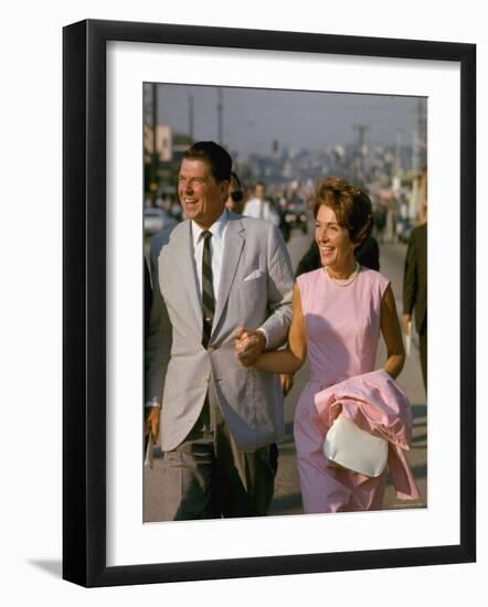 California Gubernatorial Candidate Ronald Reagan with Wife Nancy While on the Campaign Trail-Bill Ray-Framed Photographic Print