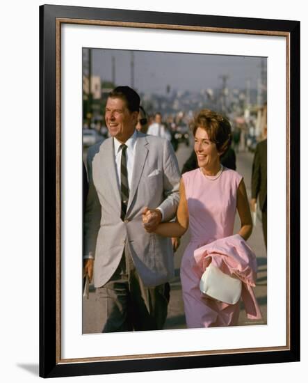 California Gubernatorial Candidate Ronald Reagan with Wife Nancy While on the Campaign Trail-Bill Ray-Framed Photographic Print