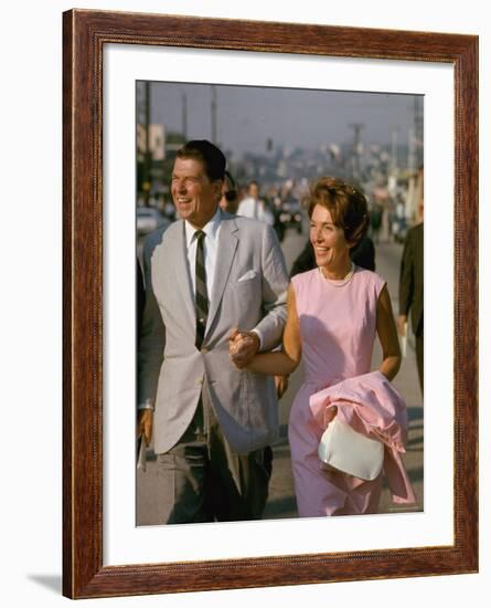 California Gubernatorial Candidate Ronald Reagan with Wife Nancy While on the Campaign Trail-Bill Ray-Framed Photographic Print