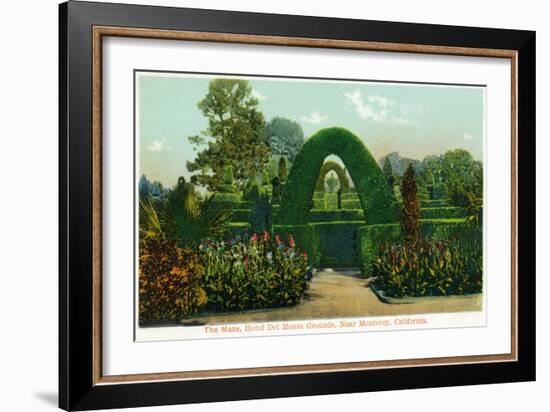 California - Hotel Del Monte View of the Maze Near Monterey-Lantern Press-Framed Art Print