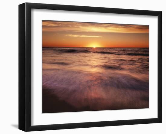 California, La Jolla, Sunset over a Beach and Waves on the Ocean-Christopher Talbot Frank-Framed Photographic Print