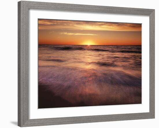 California, La Jolla, Sunset over a Beach and Waves on the Ocean-Christopher Talbot Frank-Framed Photographic Print