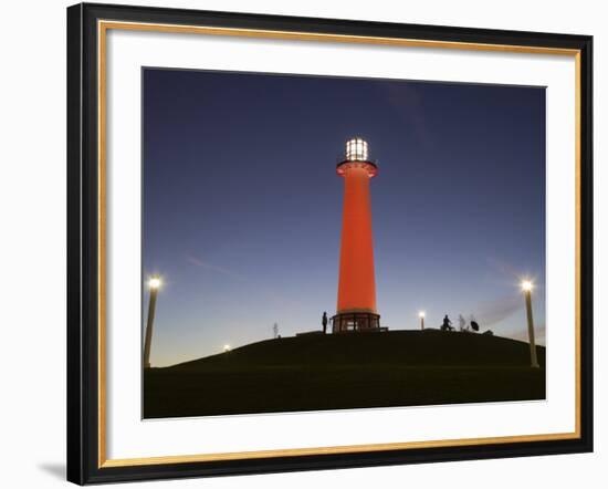 California, Long Beach, Shoreline Village Lighthouse, Evening, USA-Walter Bibikow-Framed Photographic Print