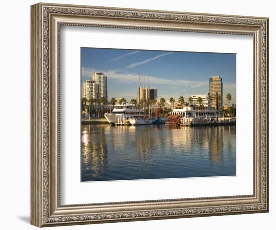 California, Long Beach, Shoreline Village, Marina and City View, USA-Walter Bibikow-Framed Photographic Print