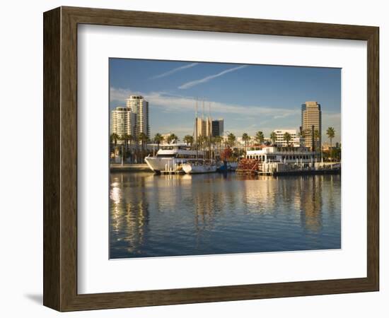 California, Long Beach, Shoreline Village, Marina and City View, USA-Walter Bibikow-Framed Photographic Print