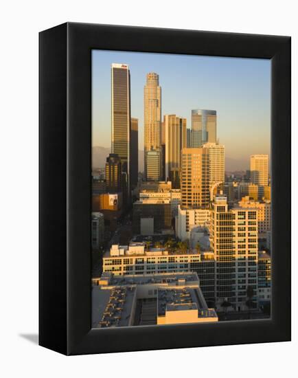 California, Los Angeles, Aerial View of Downtown from West 11th Street, Sunset, USA-Walter Bibikow-Framed Premier Image Canvas