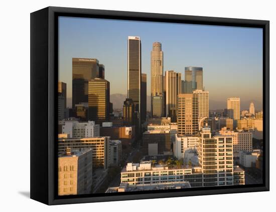 California, Los Angeles, Aerial View of Downtown from West 11th Street, Sunset, USA-Walter Bibikow-Framed Premier Image Canvas