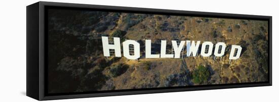 California, Los Angeles, Aerial View of Hollywood Sign at Hollywood Hills-null-Framed Premier Image Canvas