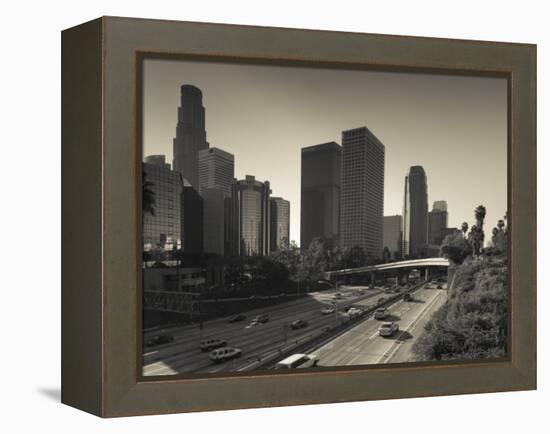 California, Los Angeles, Downtown and Rt, 110 Harbor Freeway, USA-Walter Bibikow-Framed Premier Image Canvas