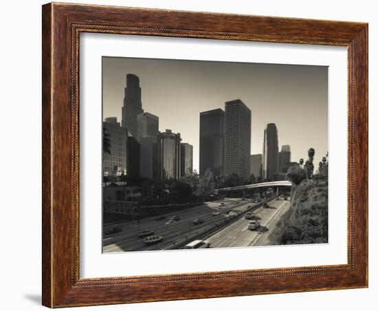 California, Los Angeles, Downtown and Rt, 110 Harbor Freeway, USA-Walter Bibikow-Framed Photographic Print