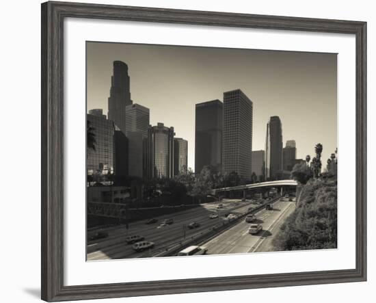 California, Los Angeles, Downtown and Rt, 110 Harbor Freeway, USA-Walter Bibikow-Framed Photographic Print