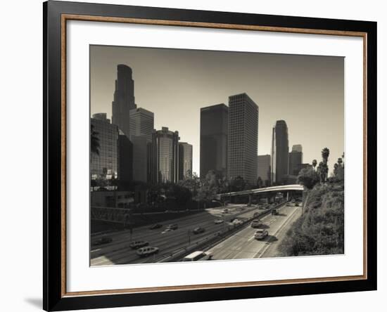 California, Los Angeles, Downtown and Rt, 110 Harbor Freeway, USA-Walter Bibikow-Framed Photographic Print