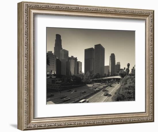 California, Los Angeles, Downtown and Rt, 110 Harbor Freeway, USA-Walter Bibikow-Framed Photographic Print