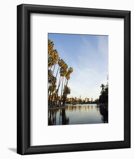 California, Los Angeles, Downtown District Skyscrapers Behind Echo Park Lake, USA-Christian Kober-Framed Photographic Print