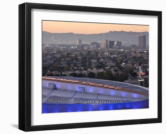 California, Los Angeles, Downtown, Roof of Staple Center and Hollywood, USA-Walter Bibikow-Framed Photographic Print