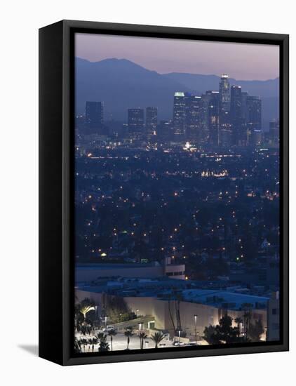 California, Los Angeles, Downtown View from Baldwin Hills, Dawn, USA-Walter Bibikow-Framed Premier Image Canvas