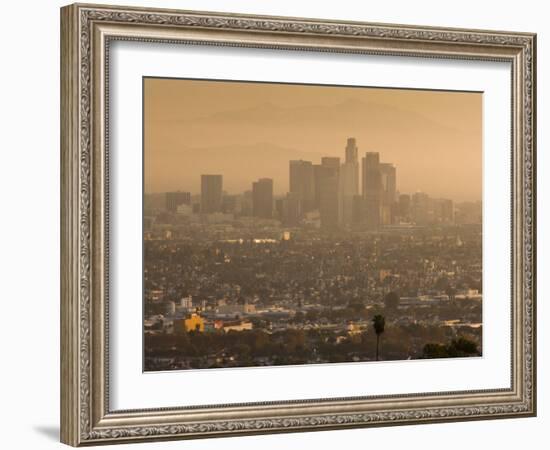 California, Los Angeles, Downtown View from Baldwin Hills, Sunrise, USA-Walter Bibikow-Framed Photographic Print