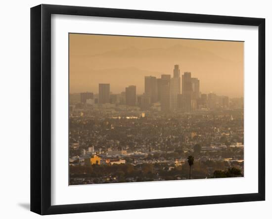 California, Los Angeles, Downtown View from Baldwin Hills, Sunrise, USA-Walter Bibikow-Framed Photographic Print