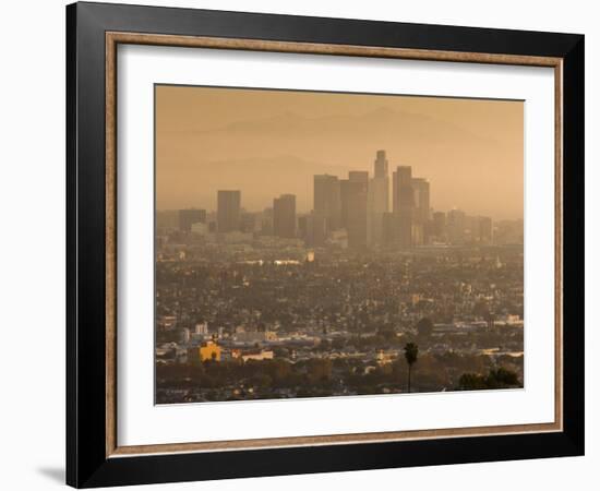 California, Los Angeles, Downtown View from Baldwin Hills, Sunrise, USA-Walter Bibikow-Framed Photographic Print