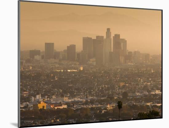 California, Los Angeles, Downtown View from Baldwin Hills, Sunrise, USA-Walter Bibikow-Mounted Photographic Print
